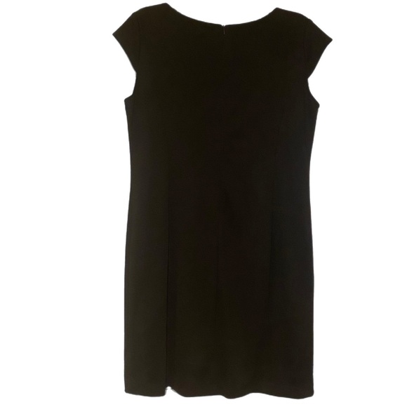 Y2K 90s Sheath Dress Black Tan Textured Ribbed Print Classy Career Evenings Out - Picture 2 of 6